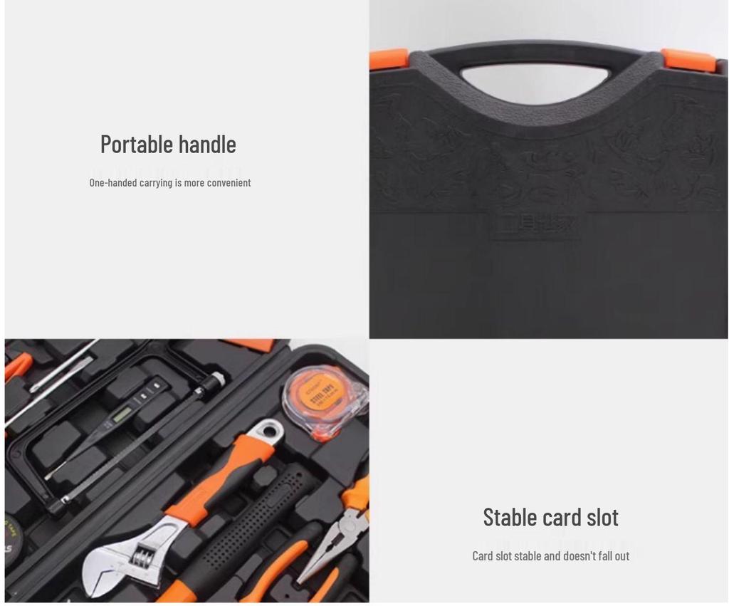 Household Repair Tool Set - Includes Pliers, Hammer, Wrench, and Combination Box