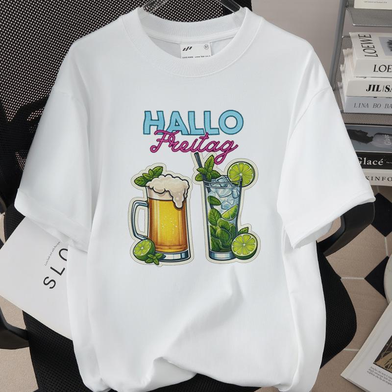 Women T Shirt Monday To Friday Drink Beer Funny Sports Fashion Casual Tshirt Skeleton FRIDAY Beer Graphic Tshirts Women Clothes S