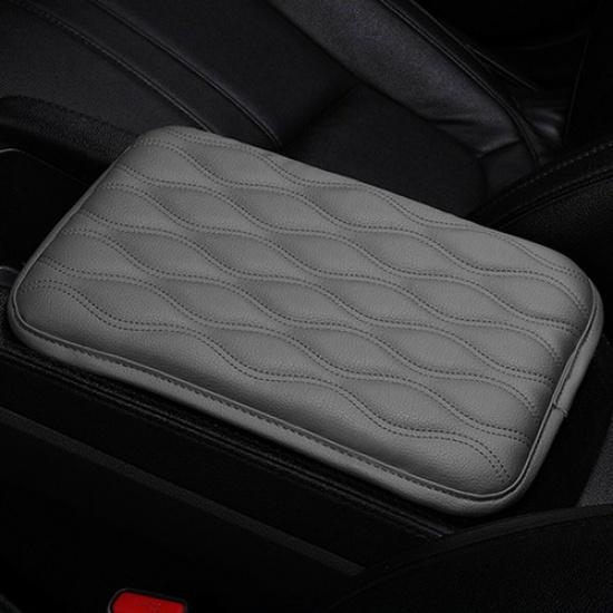 Gray PU Leather Car SUV Center Armrest Cover Pad Console Auto Box Pads Accessory