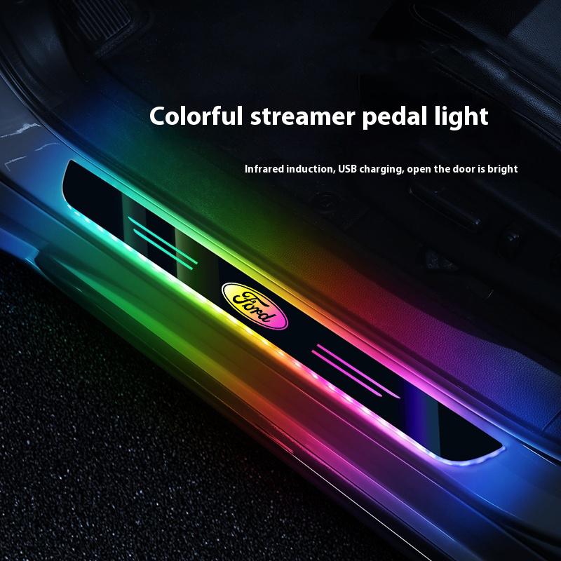Car LED Telecontrol Wireless Welcome Lamp Door Sill Pedal Light Ford ST Mondeo Explorer Ecosport Ranger Fiesta Kuga Focus Edge
