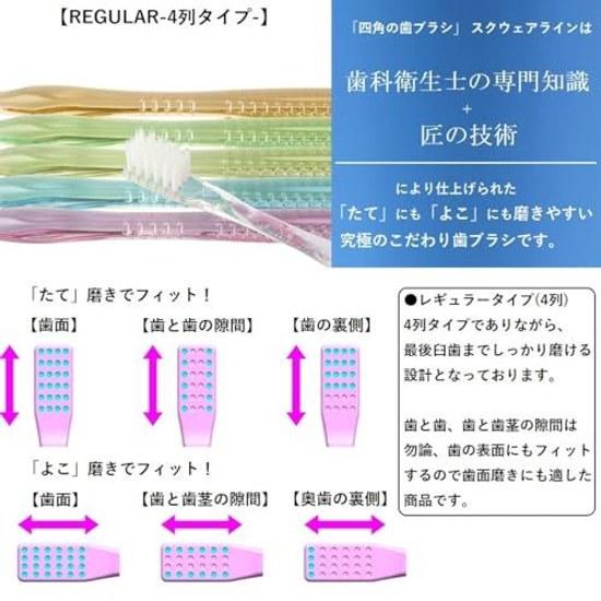Toothbrush selected dental hygienists square shape Line cap made Japan set 6 4 rows 24 holes (REGULAR)
