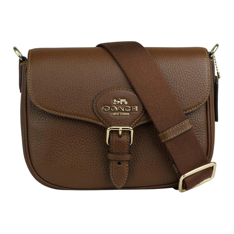 

Coach Amelia 24 Brand Logo Classic Litchi Leather Shoulder Bag Medium Women Shoulder Bag Brown CP107-IMBRN Basic Set (Bag+Dust Bag)