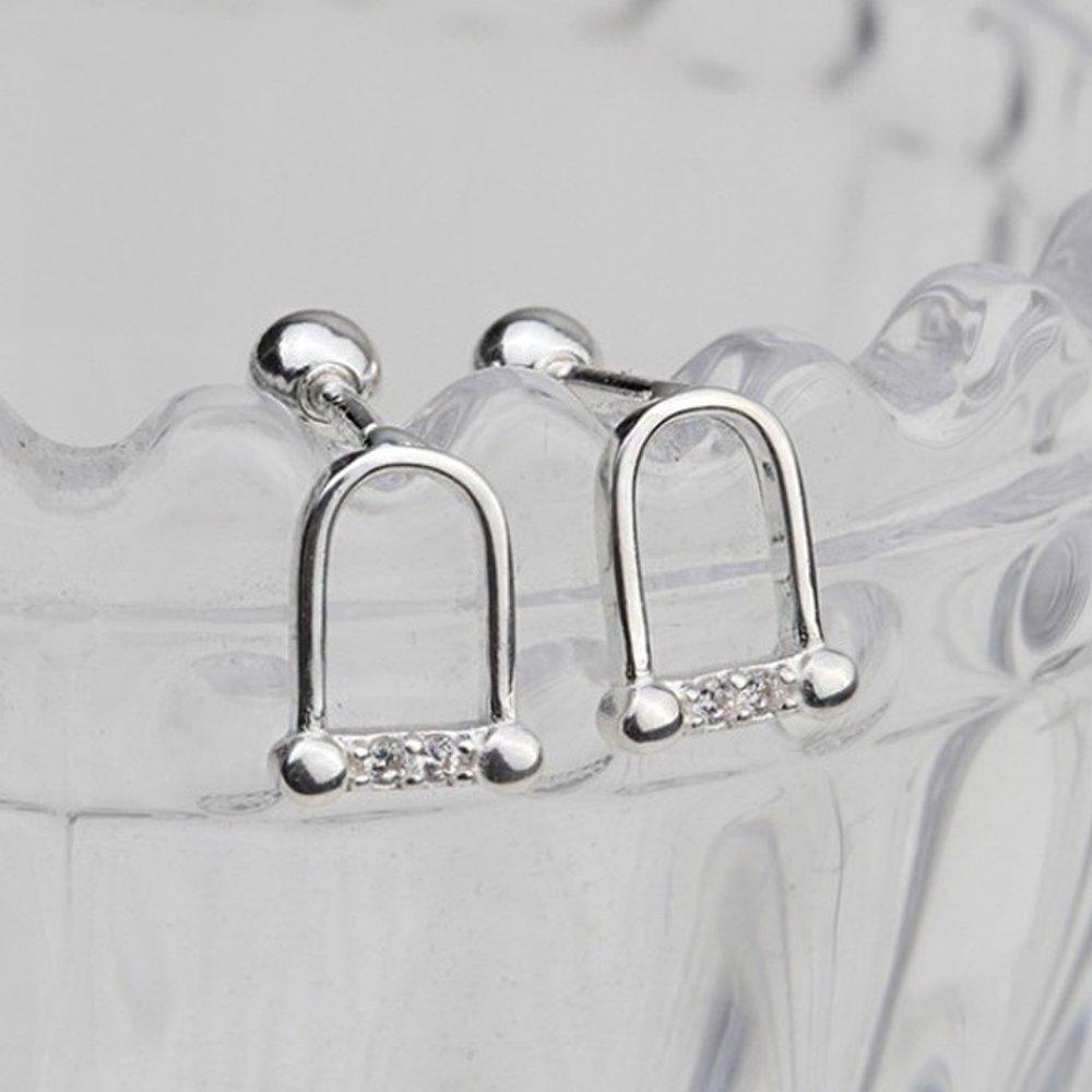 [Aslit] Silver Piercing Earrings Silver 925 Clip Cubic Fashion Daily