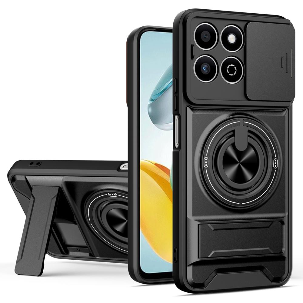 KEYSION Magnetic Phone Case for HONOR X7d 4G 5G Slide Camera Protection Upright Kickstand Shockproof Cover for Honor 400 Smart 5G