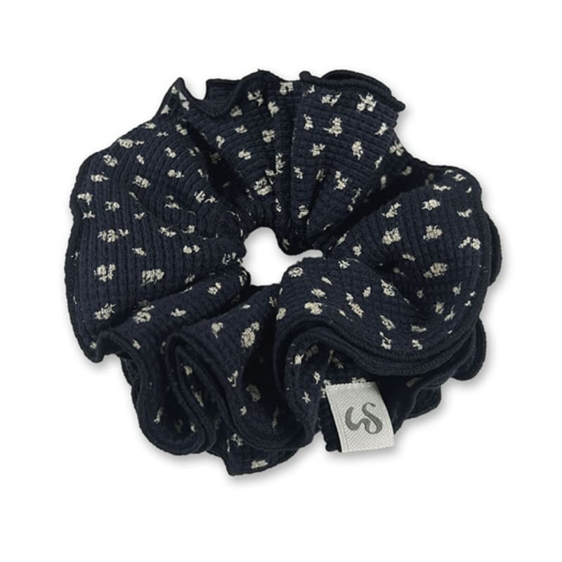 UGLYSHADOW FLOWER WAFFLE SCRUNCHIE(NAVY)