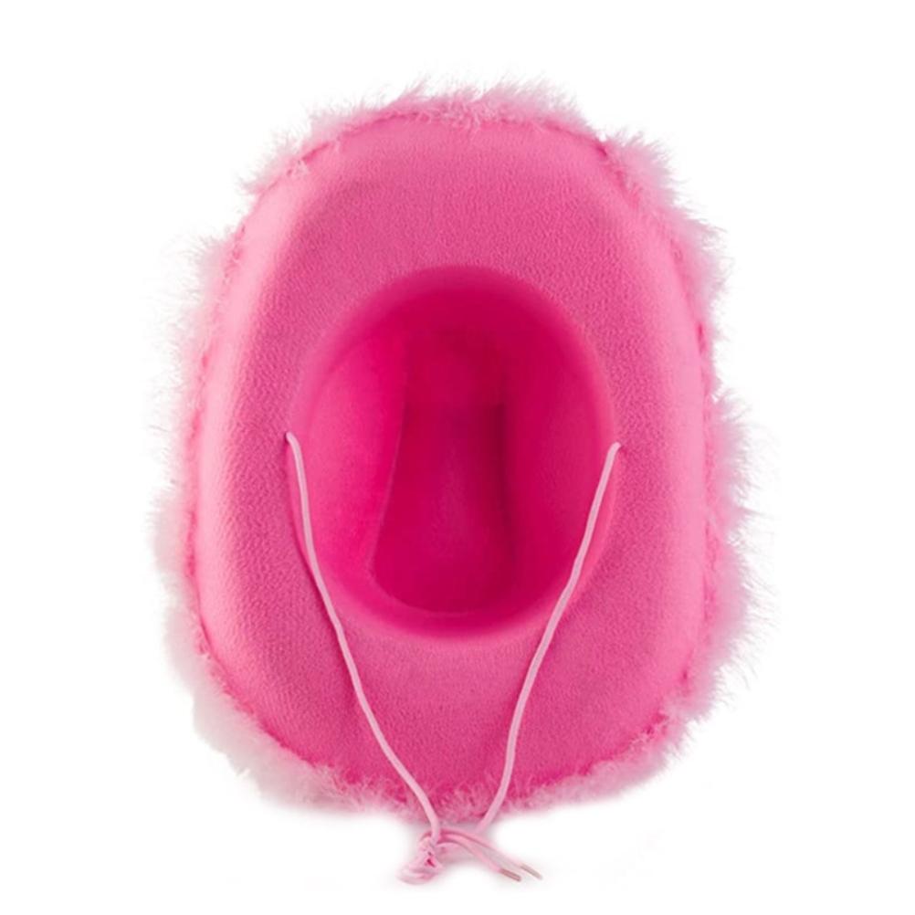Pink Cowboy Hat Felt Cowboy Hat with Neck Draw String Cosplay Party Costume Accessories Play Dress