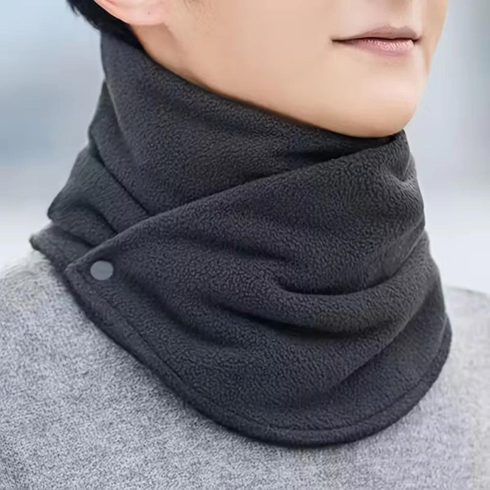 Classic solid color Snap Neck Winter Thickened Fleece-Lined Warm Neck Gaiter for Men and Women Winter Windproof Cycling Scarf