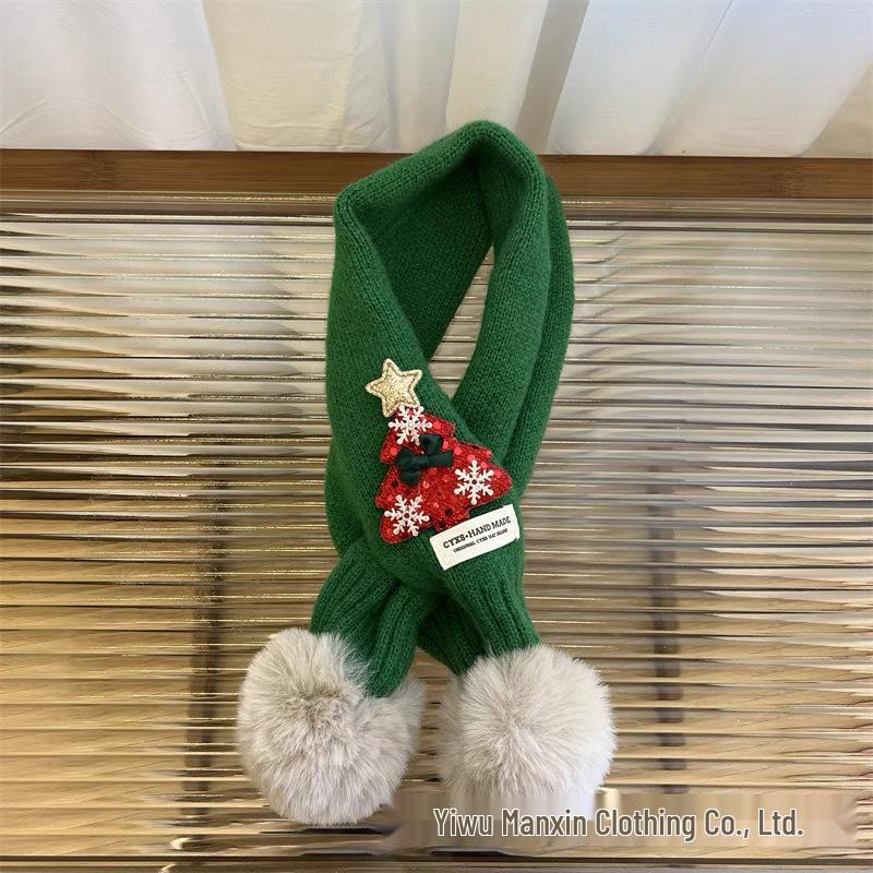 

Christmas 2023 Kids Red Knitted Snood: Warm Korean Style for Boys & Girls 80-100 cm