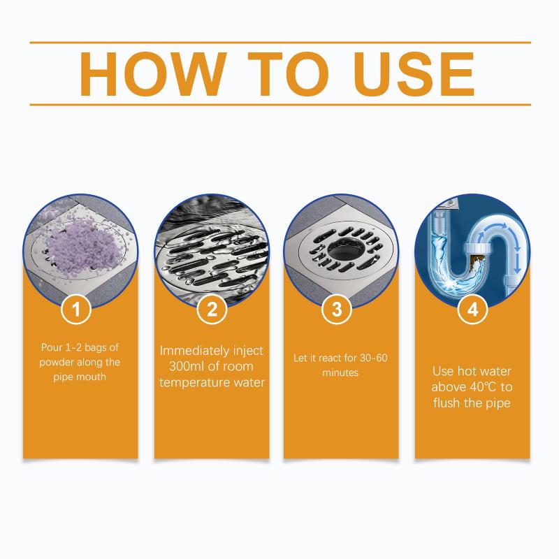 Pipe Cleaning Powder Kitchen Drain Unblocker Hair Grease Remover Fast Acting Powder for Bathroom Clogs Maintenance