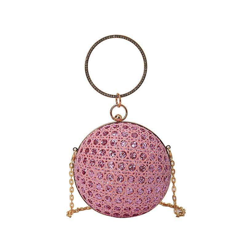 Dinner Bag New 2025 European and American Fashion Diamond-encrusted Retro Shoulder Bag Women's Messenger Chain Round Ball Small Round Bag