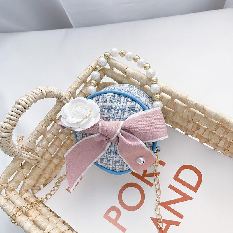 Pearl Bow Princess Flower Design Children Wallet Girl Handheld Bag Crossbody