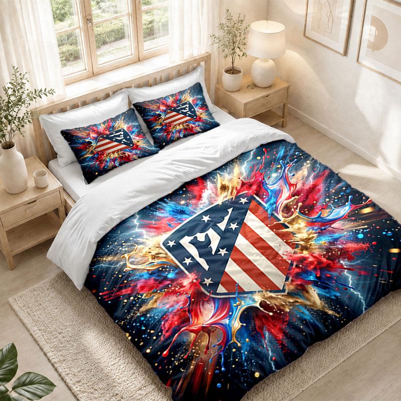 Bedding Set 1 Duvet Cover 2 Pillowcases Atletico Madrid Print Bedroom Home Decoration