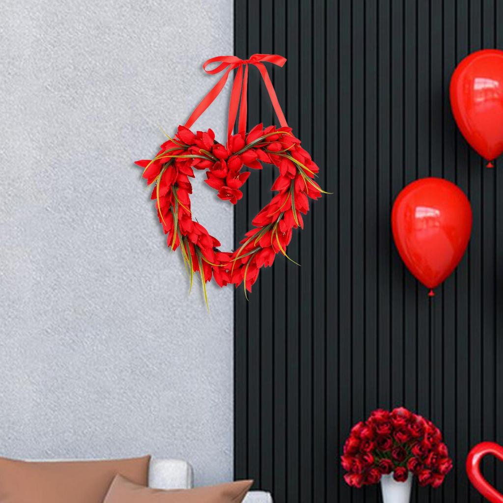 Valentine's Wreath, Red, Hanging Decoration for Window, Porch, Durable
