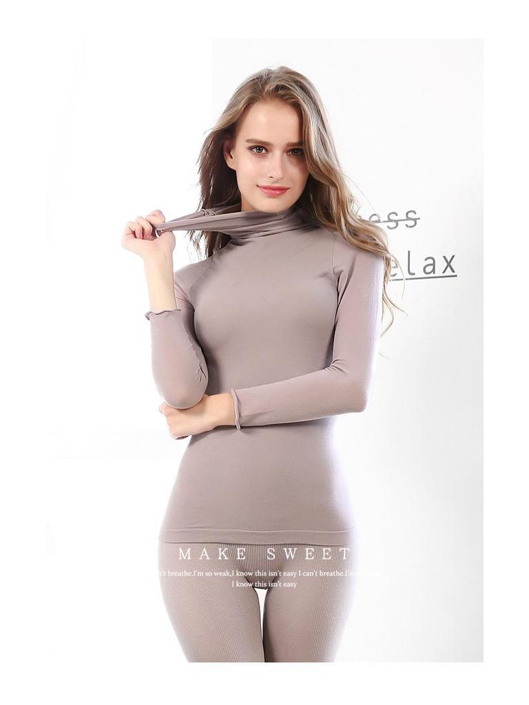 Dámský termotop s vysokým límcem a dlouhým rukávem z bambusového vlákna