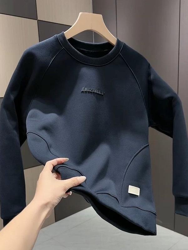 Men's Korean Style Trendy Casual Round Neck Sweatshirt – Loose Fit Long Sleeve Pullover