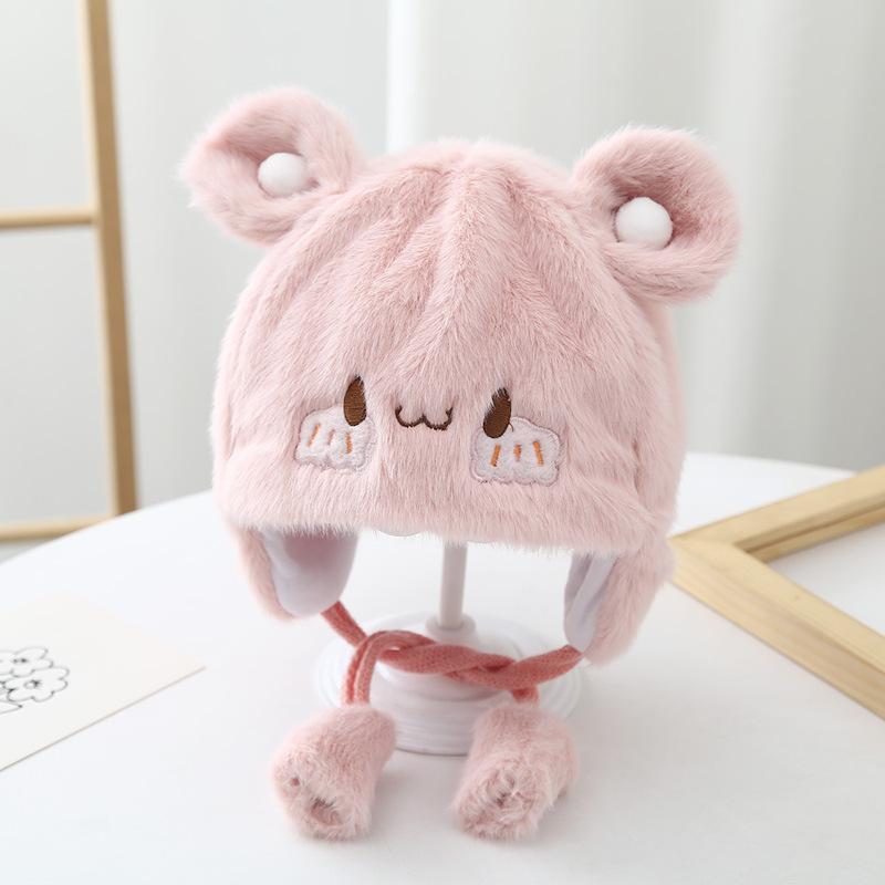 Infant hat winter new cute super cute cartoon plush pullover hat boys and girls baby warm ear hat tide