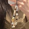 Korean Cute Bear Stone Beaded Phone Chain For iPhone Bracelet Strap Lanyard  Pendant Jewelry Women Girls Charm Hanging Rope Cord
