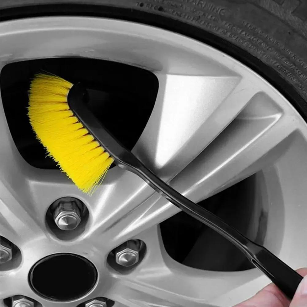 Car Tire Hub Brushes Knife-shaped Multi-functional Brush Long Brush Handle Special Crevice Cleaning Car Dust Brush Removal E4K3