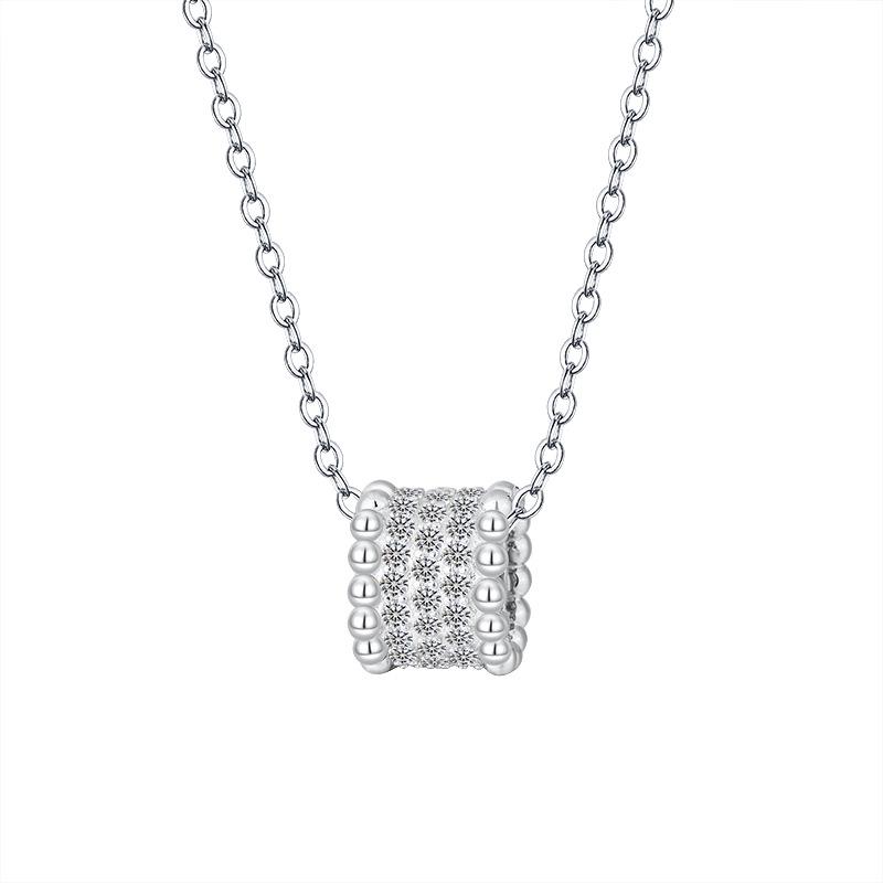 S925 Sterling Silver Moissanite Pendant Necklace – Slim Waist Design with Micro-set Diamonds