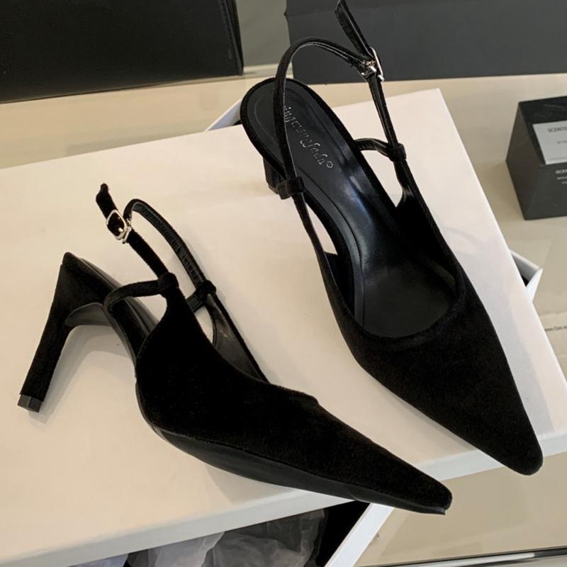 Fashion SUOJIALUN 2025 New Brand Women Sandal Shoes Thin High Heel Ladies Elegant Slingback Shoes Pointed Toe Slip On Dress Mules Pumps