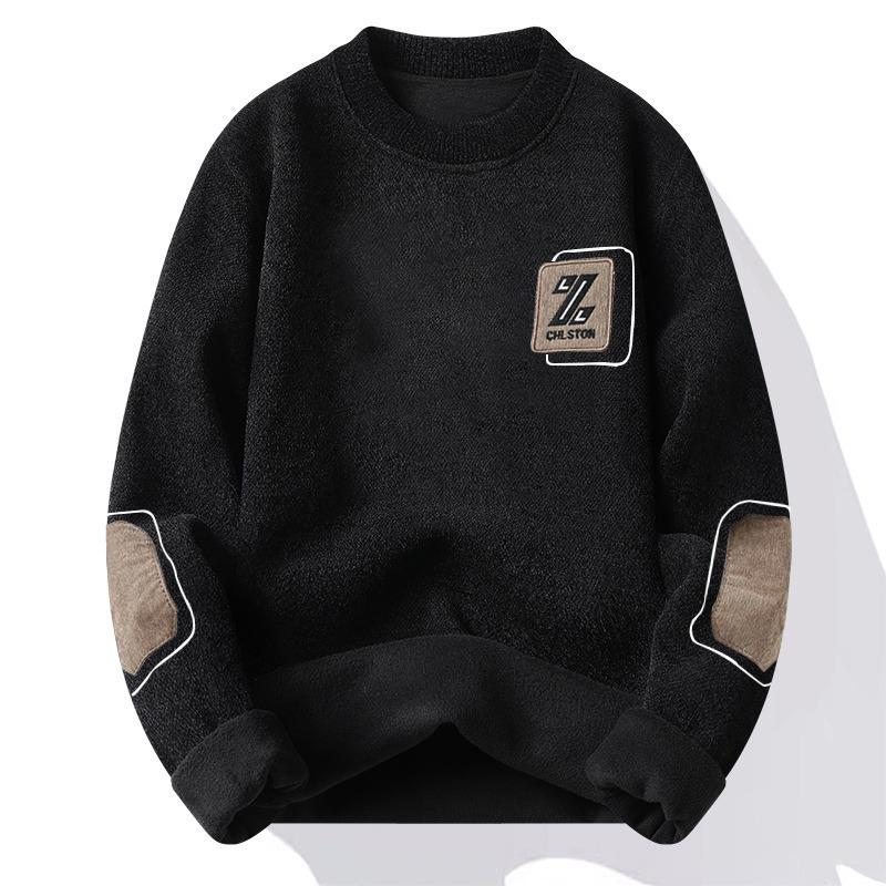 Men s Cross-Stitched Fleeced Sweater and Thick Chenille Sweater Shirt for Autumn/Winter 2XL