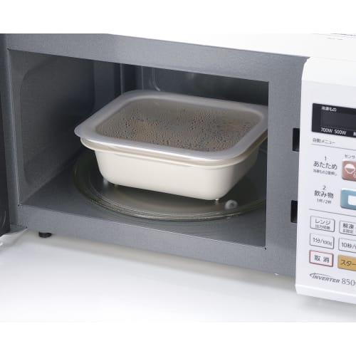 Richell Colander & Vat Rectangle M with Lid, Ivory