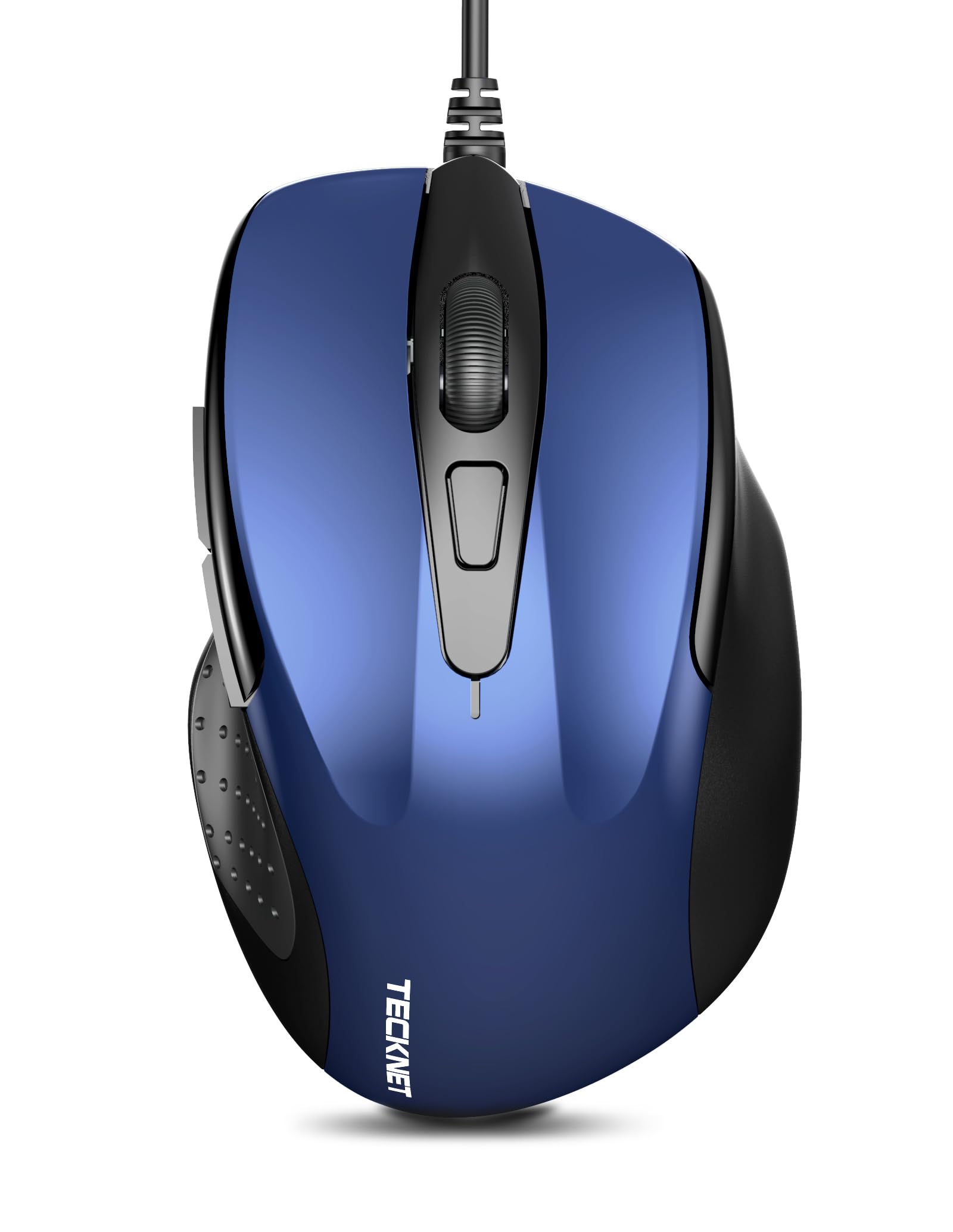 

TECKNET 6 Button USB Wired Mouse Side Button Optical Computer Mouse Ergonomic 5 Feet Compatible with Chromebook Mac Notebook 1000/2000DPI, Design, синій