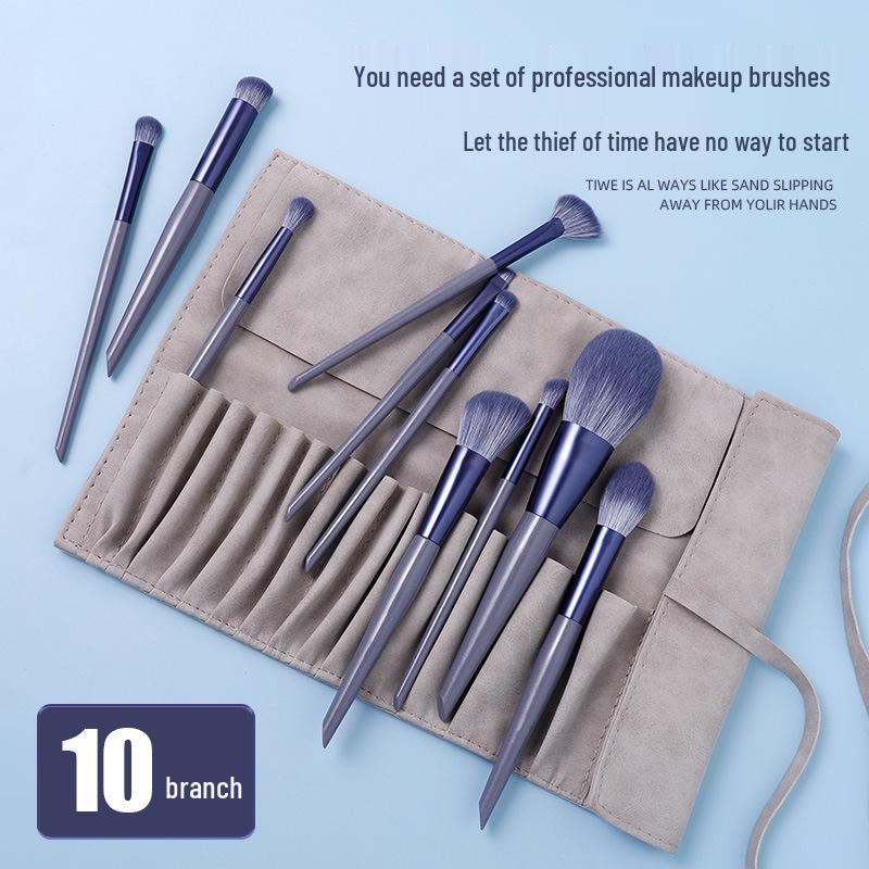 Cangzhou 10-Piece Purple Rabbit Makeup Brush Set: Powder, Concealer, Highlight, Eyeliner, and Eyeshadow Brushes