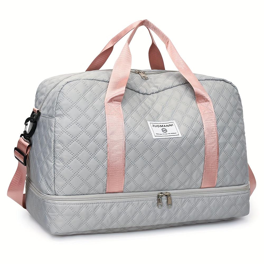 Large Capacity Multifunctial Travel Bag, Spacious Diamd Pattern Sports and Fitness Bag, Portable Weekender Overnight Bag