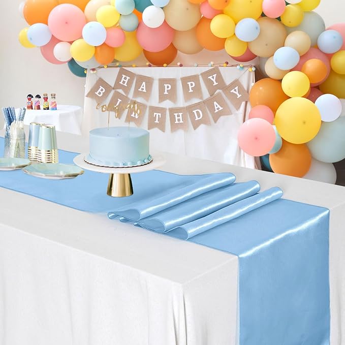 2 Pack Table Runner 12 X 108 Inch Burgundy Long Satin Silk Table Runner for Wedding Banquet Christmas Birthday Party Decoration