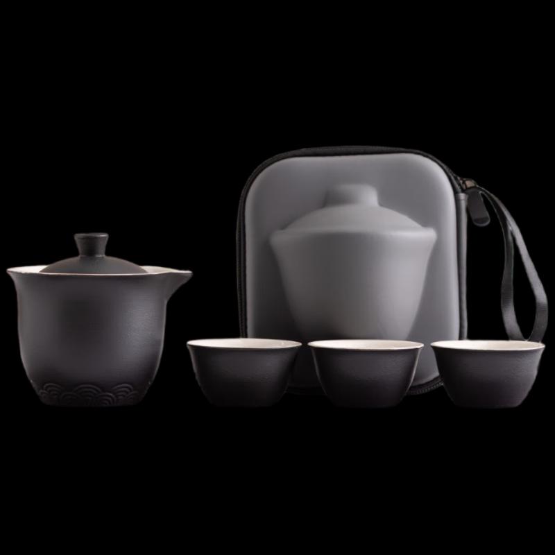 Portable Ceramic Travel Tea Set with Gaiwan