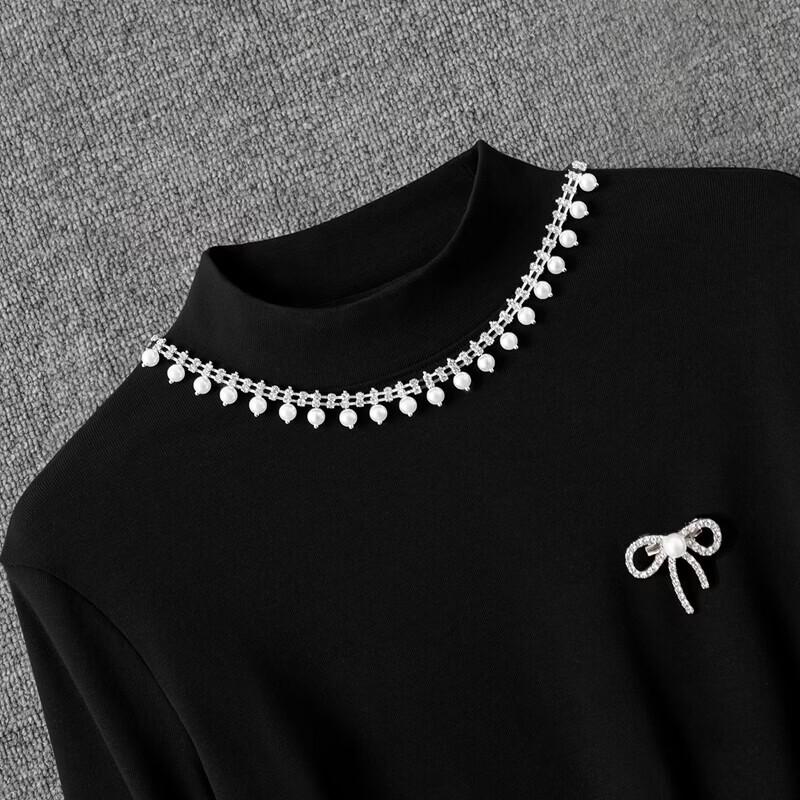 Damenmode Enganliegendes T-Shirt mit Stehkragen