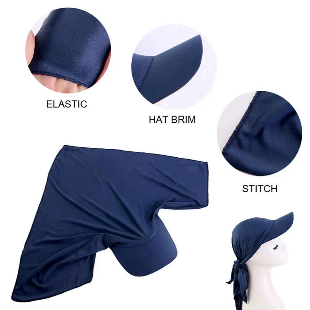 Women Ethnic Style Classic Solid Color Turban Hat Curved Brim Adjustable Baseball Cap Breathable Sunscreen Headscarf Hat