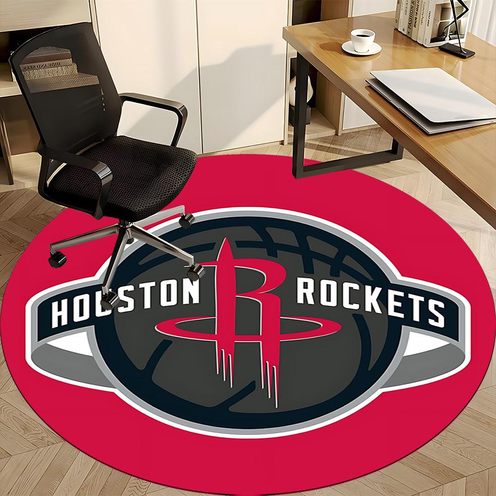 1pc Houston Rockets Office Round Area Rug, Indoor Mat Suitable For Office,Bedroom Living Room Home Decor, Room Deco A0926208