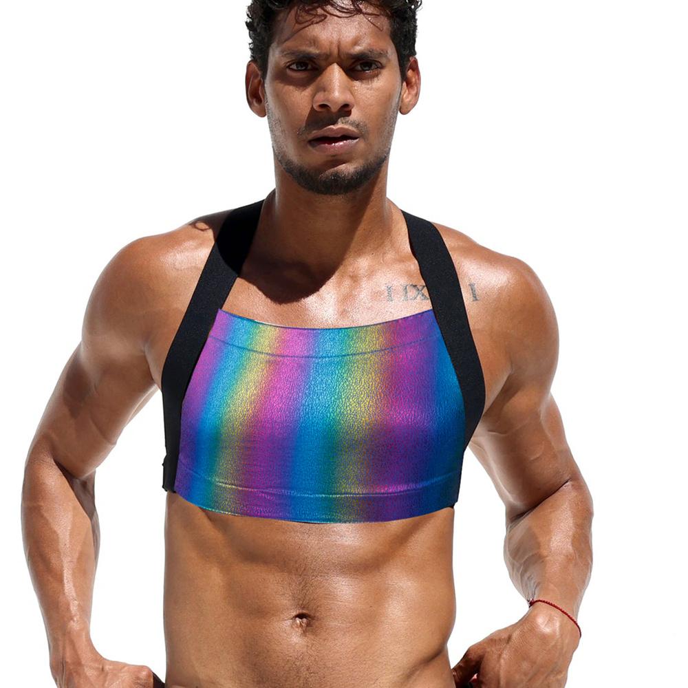 

Tank Tops JOCKMAIL Harness Style Men s Tank Top, Faux Leather Shiny Fabric, One Size Fits All One size