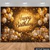 2D Schwarz Gold Alles Gute zum Geburtstag Kulisse Ballon Geschenkbox Party Fotografie Banner