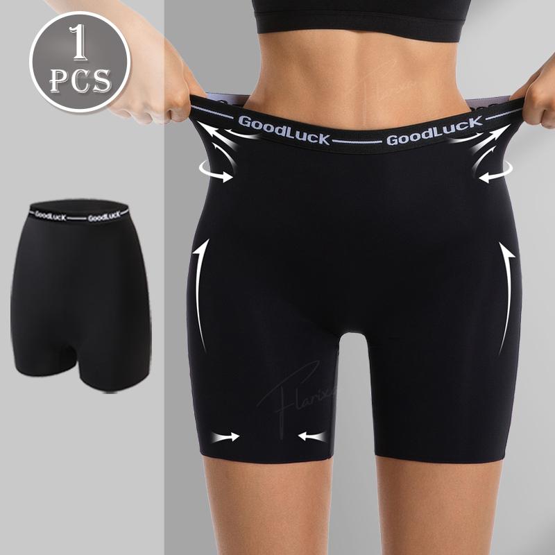 

Flarixa Безопасные шорты из ледяного шелка женские с высокой талией, против натирания бедер, незаметные трусики под платье, боксеры для йоги, черные XL