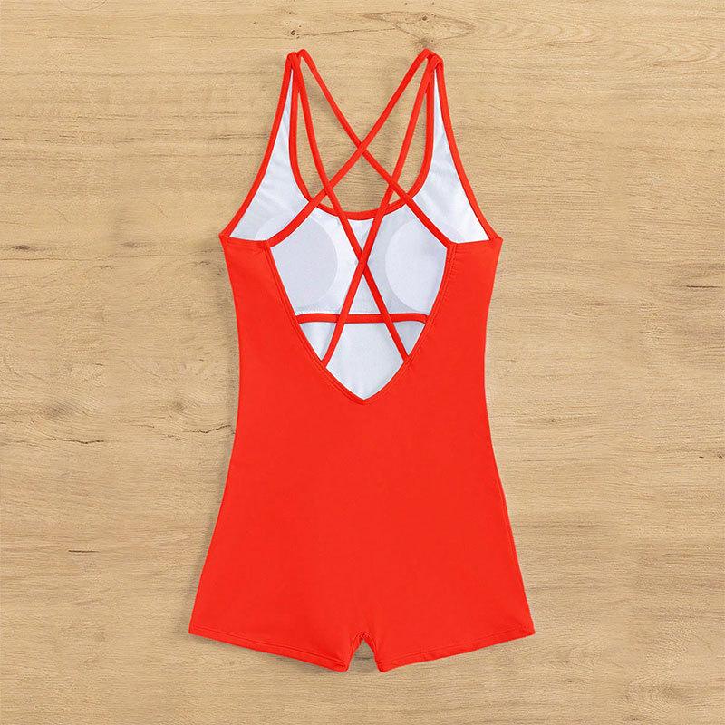 2025 Women's Sexy Backless Skirt-Pant Swimsuit - European & American Style, Conservative, Flat Leg Design