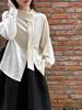 LUXI French Design Silk Tie-Up Collar Elegant Women's Spring Top