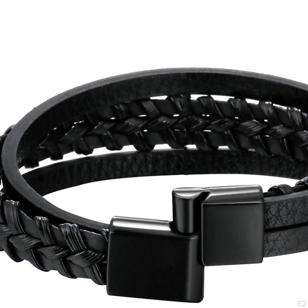 Punk Braided PU Leather Bracelet Tribal Gothic Gift Cuff Wrap for