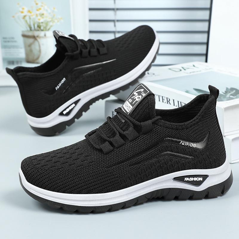 Plus Size Fly-knit Breathable Women's Casual Shoes for Versatile Middle-aged and Elderly