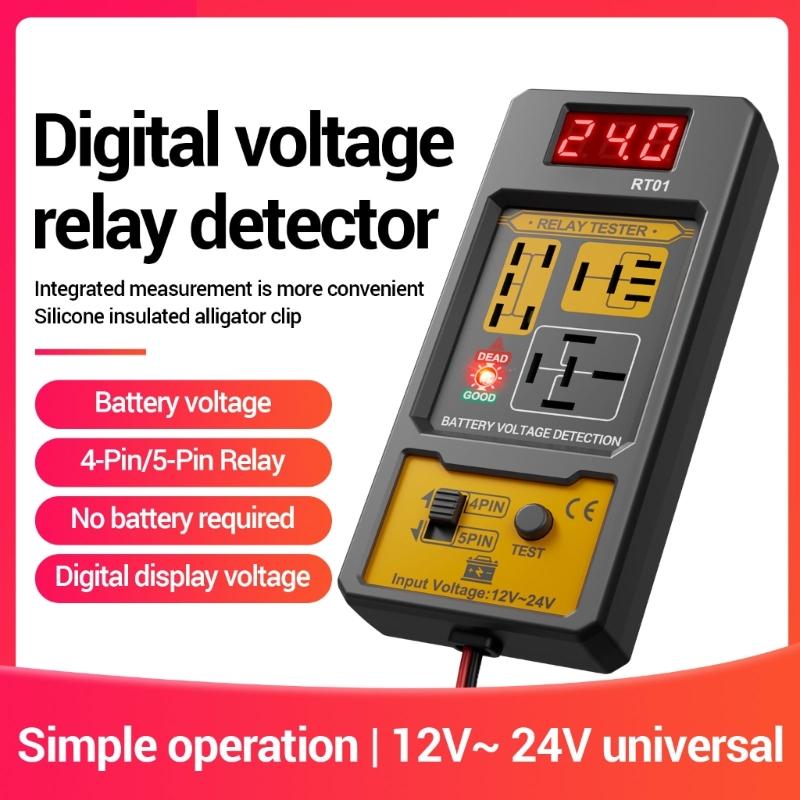 Digital Battery Voltages Tester Detector Relays Analyzers Tool for 4 Pin 5 Pin Automotive Relays Insulated Silicone Design