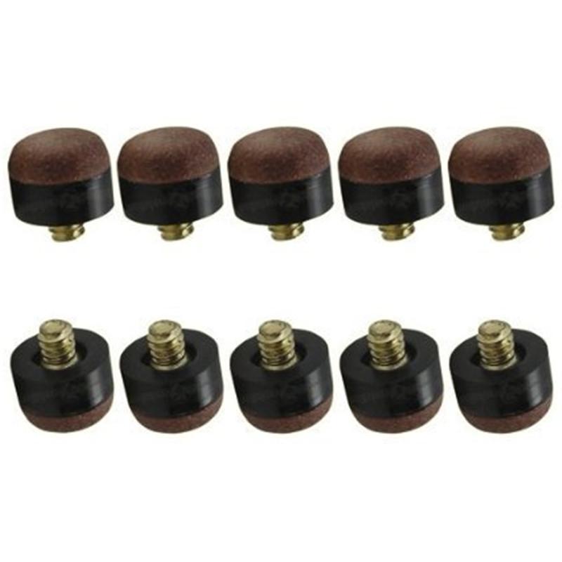 10pcs Billiards Hard Leather Screw-on Pool Cue Tips Billiards Accessory