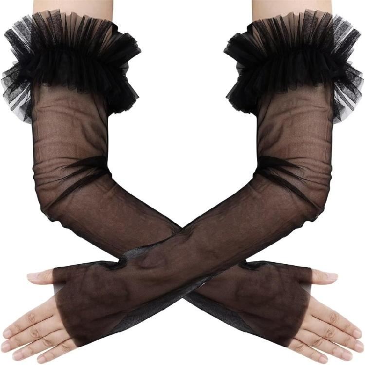 Seethrough Sheer Arm Sleeves Wedding Gloves For Bride Formal Occasion Fingerless Thin Arm Covers for Evening Party Wear