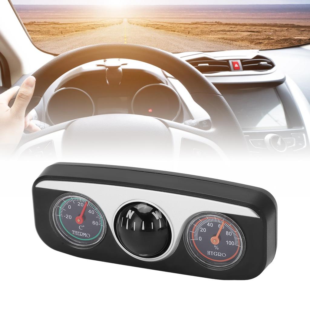 3 In 1 Car Compass Navigation Ball Thermometer Hygrometer Car Multifunctional Travel Tool for
