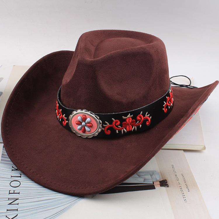 Western Cowboy Style Tibetan Fashion Top Hat Autumn/Winter New Collection Deer Skin Velvet Large Edge Riding Hat
