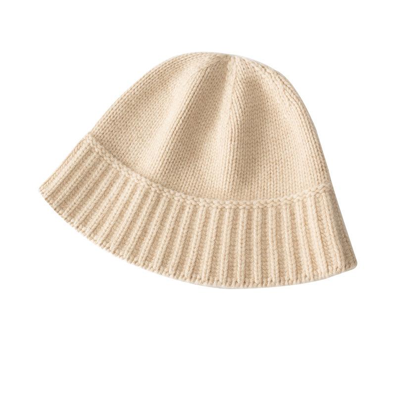 Cashmere Autumn and Winter New Women's Korean-style Flat Thickened Simple Fisherman Hat Top Knitted Hat