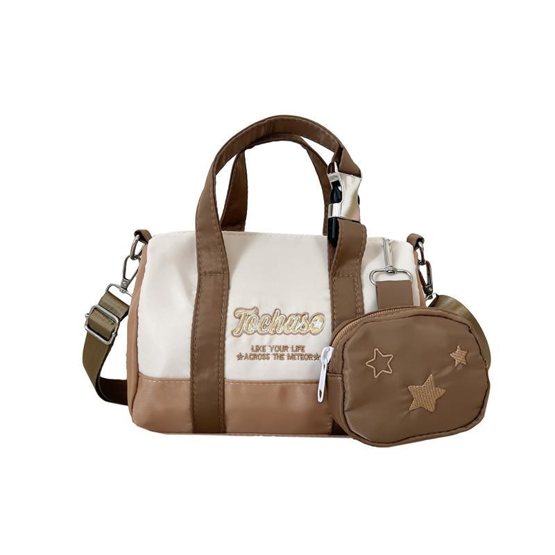 

Stylish Canvas Bag For Kids With Large Capacity And Breathable Fabric In Khaki And White Khaki White