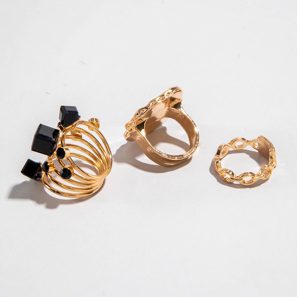 Alloy Personalized Gold Hemming Drip Ring Three-piece Design Spring Ring Ring Set Women