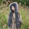 Winter Autumn New Women Casual Fashion Outdoor Keep Warm Faux Fox Fur Protect Ears Tail Russian Snow Hat Cap Collar Scarf  Wrap Shawl